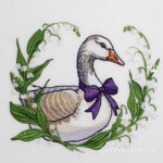 Goose in a wreath of lilies of the valley - 4 sizes