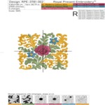 Golden Baroque Rose Floral Ornament Machine Embroidery Design - 3 sizes