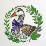 Meadow goose with lavender bow - 4 sizes