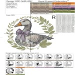 Meadow goose with lavender bow - 4 sizes