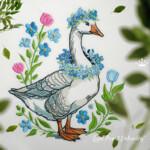 Girl Goose with forget-me-nots set - 4 sizes