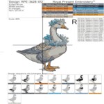 Girl Goose with forget-me-nots set - 4 sizes