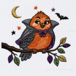 Halloween Vampire Owl Machine Embroidery Design – 4 Sizes