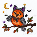 Halloween Owl in a Cat Costume Machine Embroidery Design – 4 Sizes