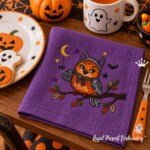 Halloween Owl in a Cat Costume Machine Embroidery Design – 4 Sizes