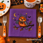 Halloween Costume Owls and Pumpkin Bow Tweet Machine Embroidery Design Set – 4 Sizes