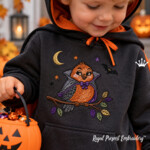 Halloween Costume Owls and Pumpkin Bow Tweet Machine Embroidery Design Set – 4 Sizes