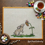 Hare with sunflower and butterfly - 5 sizes