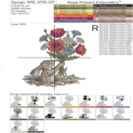 Rabbit with a bouquet of poppies daisies and cornflowers - 5 sizes