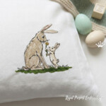Mother Rabbit and Baby Bunny with Flower - 4 sizes