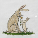 Mother Rabbit and Baby Bunny with Flower - 4 sizes