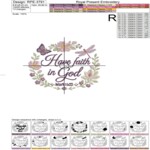 Have Faith in God Floral Bible Verse Machine Embroidery Design - Mark 11:22 - 4 sizes
