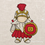 Roman Soldier Gnome Machine Embroidery Design for Rome - 4 sizes
