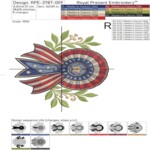 Grand drapeau américain rosette motif de broderie machine - 6 tailles