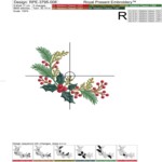 Small Christmas Holly & Berry Corner Machine Embroidery Design – 5 Sizes