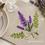 Lavender Provence corner with a bow machine embroidery design - 4 sizes