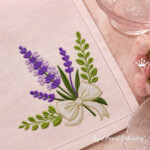 Lavender Provence corner with a bow machine embroidery design - 4 sizes