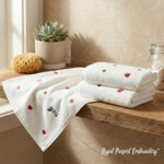 I Love You Mini Heart Machine Embroidery Design Set for Towels - 3 Sizes