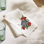 Checkered teapot with poppies - 4 sizes