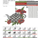 Checkered teapot with poppies - 4 sizes