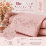 Blush Rose Vine Border Machine Embroidery Design - 5 sizes