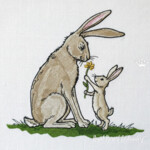 Mother Bunny and Baby Bunny with Flower - 6 sizes