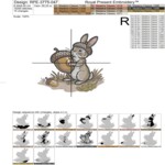 Autumn Bunny with Acorn Machine Embroidery Design – 8 Sizes
