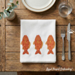 Fish Appliqué Machine Embroidery Design 5x7 for Kitchen Textiles - 5 sizes