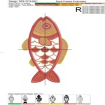 Fish Appliqué Machine Embroidery Design 5x7 for Kitchen Textiles - 5 sizes