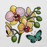 Orchids and butterfly set Large in 4 sizes