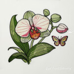 Orchid large with butterfly set in 4 sizes