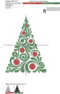 Ornate Christmas Tree Filled Machine Embroidery Design - 3 sizes