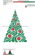 Ornate Christmas Tree Filled Machine Embroidery Design - 3 sizes