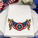 American Flag Bunting with Rosette Machine Embroidery Design - 5 sizes