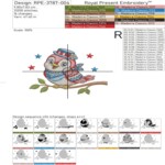 Patriotic Tweet Birds and Flag Machine Embroidery Designs Bundle - 4 sizes