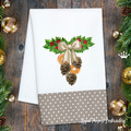 Pine cones on a holly branch in 3 sizes