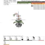 Orchids in Porcelain Vases Machine Embroidery Design Set - 4 Sizes