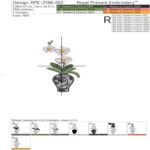 Orchids in Porcelain Vases Machine Embroidery Design Set - 4 Sizes