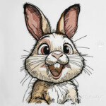Funny Cartoon Bunny - 5 sizes
