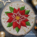 Poinsettia Christmas cup coaster ITH - 3 sizes