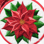 Christmas Poinsettia cup coaster ITH - 4 sizes