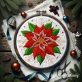 Motif de broderie machine Poinsettia – cercle ajouré - 4 tailles