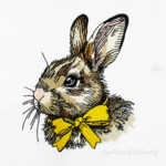 Portrait Rabbit with a bow boy - 3 sizes