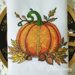 Autumn Pumpkin with Leaves and Acorns - 3 sizes