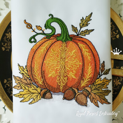 Broderie Crewel Vintage Américaine - Arrangement Automne Récolte - MCM 18x14