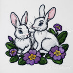 Spring rabbits among flowers - 4 sizes