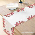 Red Plaid Embroidery Design Set for Table Textiles - 2 sizes