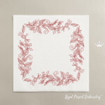 Red work leafy border - 3 sizes