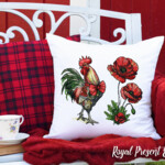 Large Rooster and Poppy set - 4 sizes