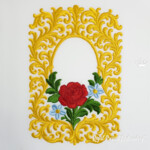 Golden Baroque Rose Monogram Frame Machine Embroidery Design - 3 sizes